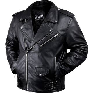 HWK Brando Leather Motorcykeljakke til m?nd ?gte sort l?derjakke med aftagelig CE rustning og mikro polyester termisk foring til vejr & vandafvis