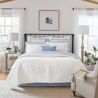 Laura Ashley Felicity Collection Quilt Set-100% Bomuld Reversible hele s?sonens senget?j med matchende sham (r) forudvasket til ekstra bl?dhed Tw