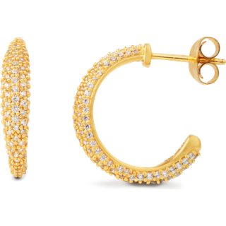 byBiehl Ocean Flow Medium Sparkle Hoop Forgyldt Sølv Øreringe