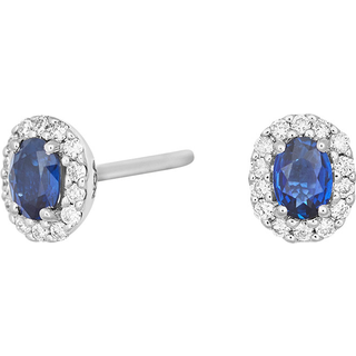 Siersbøl øreringe i 14 kt hvidguld med safir og diamant