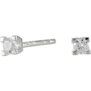 Siersbøl - Rhd. sølv øreringe 4 grabber med 2,5-4,5 mm zirkonia sten