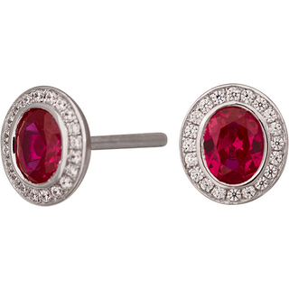 Siersbøl Sølv roset ørestik med syntetisk Rubin og cubic zirkonia