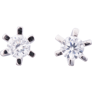 Rhd. sølv øreringe 6 grabber med 3 mm zirkonia**