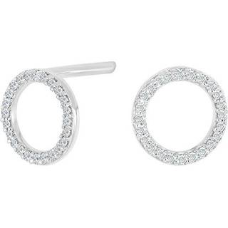 14 kt. hvidguld øreringe med cirkel og diamanter 0,06ct