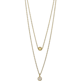 Siersbøl 8kt. guldhalskæde med kugle og cubic zirkonia - 2 længder