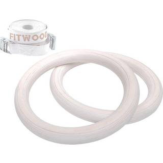 FitWood ULPU Gymnastikringe 28mm - Glazing-overflade / Hvid Strop