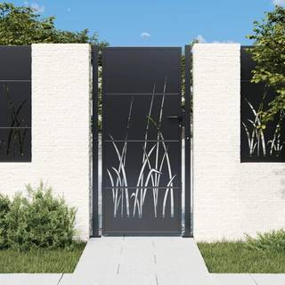 havelåge 105x205 cm stål græsdesign antracitgrå