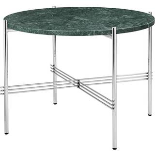 Gubi - TS Coffee Table - Round, Ø55 Polished Steel Base, Table Top Green Guatemala Marble - Sideborde - GamFratesi - Grøn - Metal/Sten