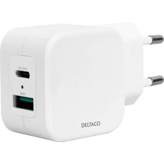 USB Wall Charger, 1x USB-A 18 W, 1x USB-C PD 20 W