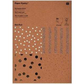 Paper Poetry Kraftpapier Block Punkte 270g/m² 20 Blatt Hot Foil - Braun