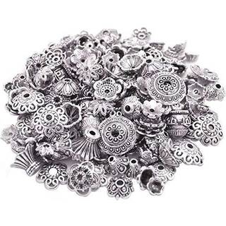 160-210pcs Bali-stil smykker Making Metal perle Caps Deluxe Ny blanding 100 gram tibetansk s?lv