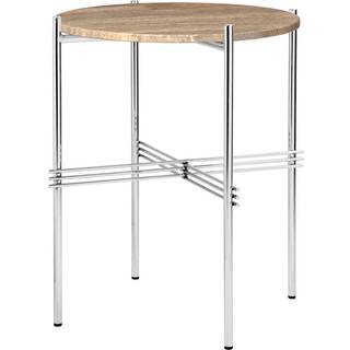 Gubi Ts Sidebord 40 Cm Poleret Stål / Varm Brungrå - Sidebord & Aflastningsbord Travertin Warm Taupe - 10123091