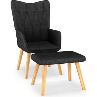 lænestol med fodskammel stof sort