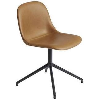 Muuto Fiber Spisebordsstol med Swivel Base Læder Polstret Cognac/Sort