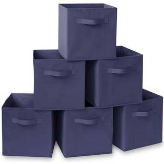 Casafield Sæt med 6 sammenfoldelig stofterningopbevaringsbakker Navy Blue - 11 """" Foldbare kludkurve til hylder Cubby Arrangører og mere