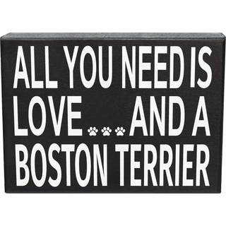 Jennygems Boston Terrier Gaver alt hvad du har brug for er k?rlighed og en Boston Terrier Wood Sign hyldeindretning og v?g h?ngende i USA