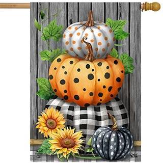 Briarwood Lane m?nstret gr?skar stak Fall House Flag Sunflowers Autumn 28 """" X 40 """"