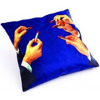 Seletti Cushions - 'Lipsticks' cushion, blue in BLUE/MULTICOLOR POLYESTER/PLUME