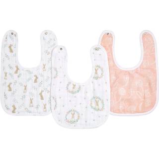 Aden + Anais aden + anais Pink Essentials 100% Cotton Muslin Snap Bunnies Bibs 3 Pack