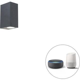 Smart væglampe mørkegrå IP44 inkl. 2 Wifi GU10 - Baleno