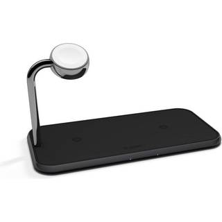 ZENS Triple Alu. Lader Qi Trådløs 220V Sort 2x10W med Apple Watch Lader (Apple QC 7,5W)