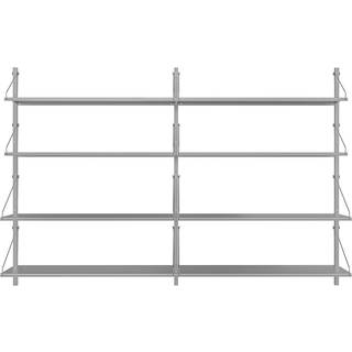 Væghylde Shelf Library Double Section - i rustfrit stål, Højde 108,4 cm
