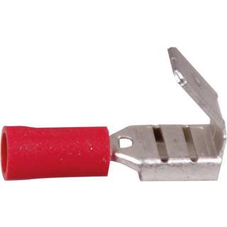 Helisolerede fladstikhylstre med tilslutning, han, 6.4 x 0.8 mm, passer til kabel 0.5 - 1.5 mm², 10-pack, rød