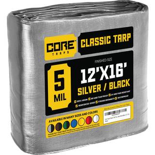 CORE TARPS KLASSIK 5 MIL TARP DÆKNING Vandtæt UV -resistent RIP og tåre Proof Poly Tarpaulin med forstærkede kanter til tagcamping Patio Pool Cov