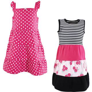 Hudson Baby Girls 'bomuldskjoler Pink Black Roses 0-3 måneder