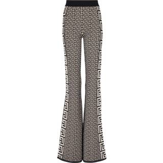 Balmain Monogram flared wool-blend pants - black - M