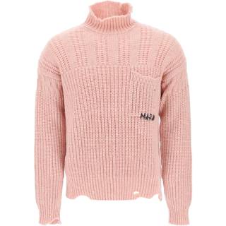 Marni Distressed virgin wool turtleneck sweater - pink - EU 54