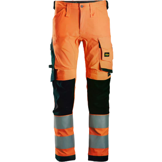 Snickers 6343 high-vis stretchbukser, klasse 2 orange/sort 64