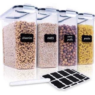 FOOYOO CERNAL CAPAATORS OPBEVARING Sæt - 4 Stykke Lufttæt store madopbevaringsbeholdere (135,2 oz) BPA gratis dispenser plast opbevaringscontaine