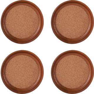 Kamenstein 4 stykker s?t naturligt acacia tr? og kork stable coasters s?t p? 4
