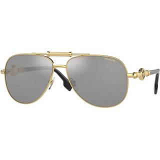 Versace Unisex VE2236 1002Z3 Solbriller Metal Guld Sølv Pilot Polariseret Spejl