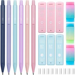 Fire slik S?de mekaniske blyant s?t 6stcs pastelmekaniske blyanter 0,5 & 0,7 mm med 360stk HB -blyant f?rer 3 stk.