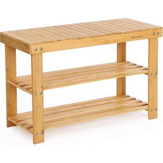 3-lags Bambus Skobænk, Skoholder Opbevaringsorganer, 70 X 28 X 45 Cm, Perfekt til Entre, Badeværelse, Stue og Korridor