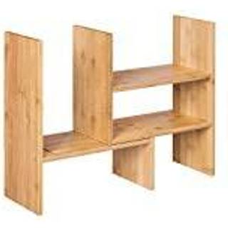 Songmics Desktop Organizer, 3 tilpasningsdygtige moduler, rumbesparende DIY bordplade, små bogreoldekorationer til kontor køkkenbadeværelse, naturlig