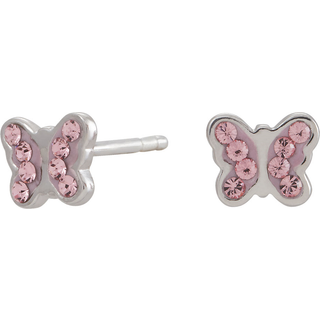 NOA Kids - sølv ørestikker sommerfugl m pink cz. 5mm