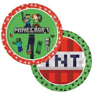 Minecraft paptallerkner - 8 stk.
