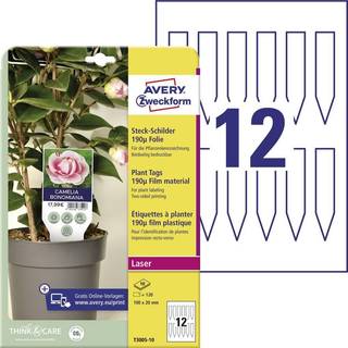 Avery T3005-10 Planteskilte hvide 100x20mm, 10ark
