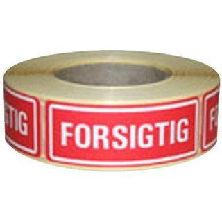 5 x Etiket 'FORSIGTIG' 24x66mm rød 500stk