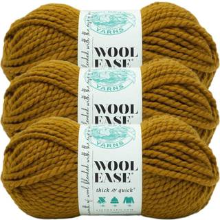 Lion Brand Yarn Wool-ease tyk og hurtig garn blød og voluminøs garn til strikning af hækling og håndværk 3 pakke hør