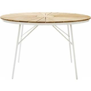 Kerteminde teak havebord Ø110 cm, hvidt stel