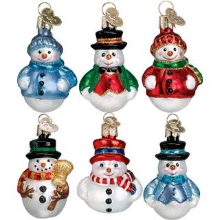 Old World Christmas Mini Ornamen sætter glasblæst ornamenter til juletræ snemand