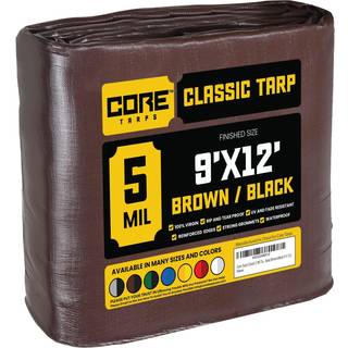 CORE TARPS KLASSISK 5 MIL TARP DÆKNING Vandtæt UV -resistent RIP og tåre Proof Poly Tarpaulin med forstærkede kanter til tagcamping Patio Pool Co