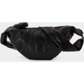Small Coated Cotton Croissant Bag in Black - OS