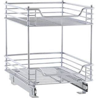 Husholdnings essentielle glidez Multipurpose Chrome-lagdelt ståludtræk/glide-out opbevaringsarrangør til brug under kabinet-2-lags design-Passer