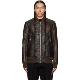 Rick Owens Leather and shearling jacket - brown - EU 48