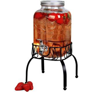 Estilo Glass Drink Dispenser Med Stand - 1 Gallon Glass Jar Beverage Dispenser Med Stand - Glass Water Dispenser bordplade til bryllupper - Sun T